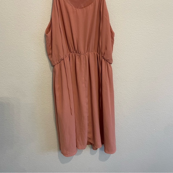 Lush Dusty Rose Mini Dress Large Spaghetti Strap Flowy Babydoll Dress - Picture 11 of 11